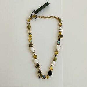 NWT J. Crew Multi-Color Mixed Rhinestone Glass Brass Chain Statement Necklace
